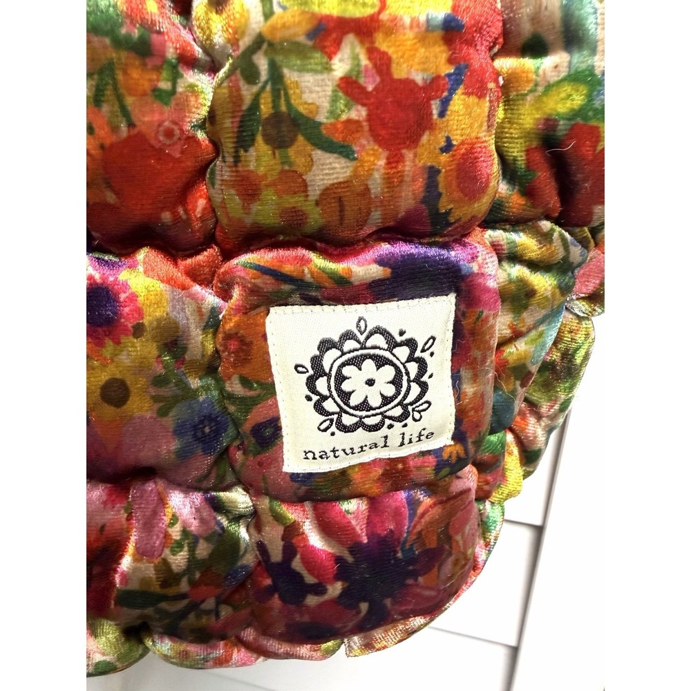 Natural Life Velvet Fit-It-All Large Floral Quilted Puffy Bag Boho Hippie NWT - Picture 5 of 10